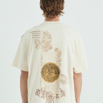 Oversize Cotton Tee / Ornate Animal Graphic Print "Fear Of Being Average"