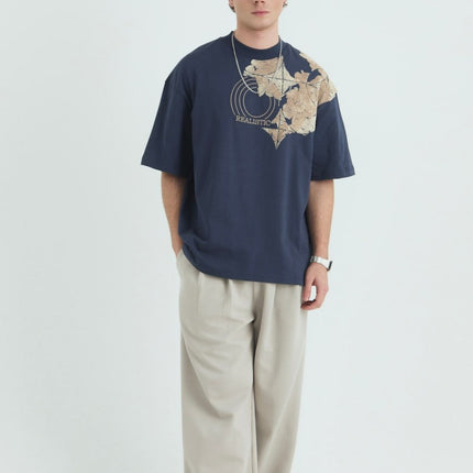 Oversize Cotton Tee / Ornate Animal Graphic Print "Fear Of Being Average"