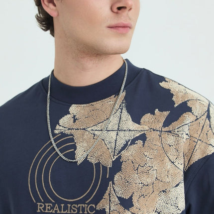 Oversize Cotton Tee / Ornate Animal Graphic Print "Fear Of Being Average"