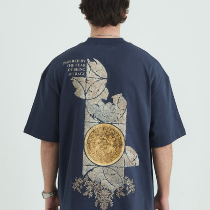 Oversize Cotton Tee / Ornate Animal Graphic Print "Fear Of Being Average"