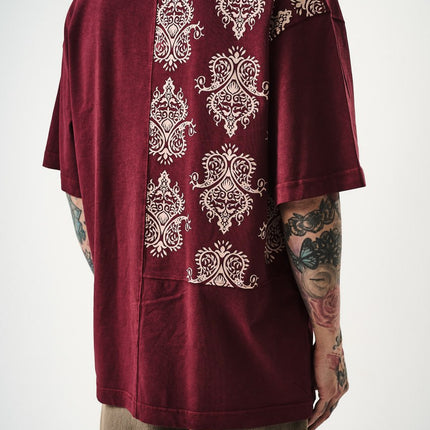 Oversize Cotton Tee - Ornate Pattern Graphic Print Shirt
