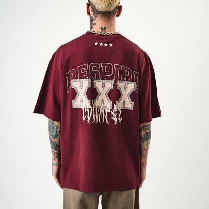 Oversize Cotton Tee - "RESPIRA" Graphic Print with Stars