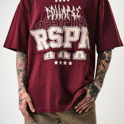 Oversize Cotton Tee - "RESPIRA" Graphic Print with Stars