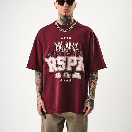 Oversize Cotton Tee - "RESPIRA" Graphic Print with Stars