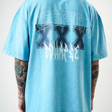 Oversize Cotton Tee - "RESPIRA" Graphic Print with Stars