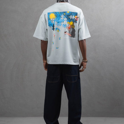 Oversize Cotton Tee – Starry Night  Graphic Print