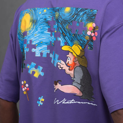 Oversize Cotton Tee – Starry Night  Graphic Print