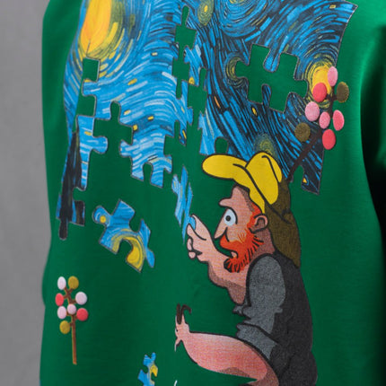 Oversize Cotton Tee – Starry Night  Graphic Print