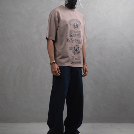 Oversize Cotton Tee - "Strong Brave Couture" Graphic Print