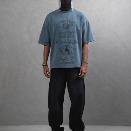 Oversize Cotton Tee - "Strong Brave Couture" Graphic Print