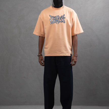Oversize Cotton Tee – "Virtual Nomad" Graphic Print