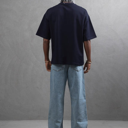Oversize Cotton Tee – "Virtual Nomad" Graphic Print