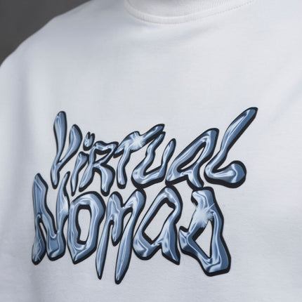 Oversize Cotton Tee – "Virtual Nomad" Graphic Print