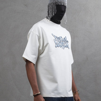 Oversize Cotton Tee – "Virtual Nomad" Graphic Print