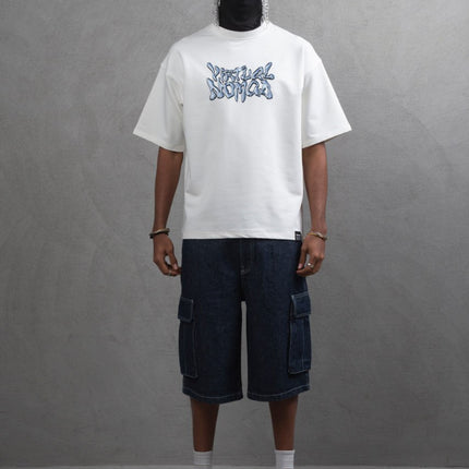 Oversize Cotton Tee – "Virtual Nomad" Graphic Print
