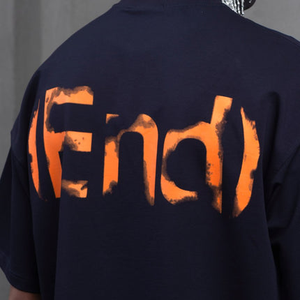 Oversize Cotton Tee – "(End)" Flame Graphic Print