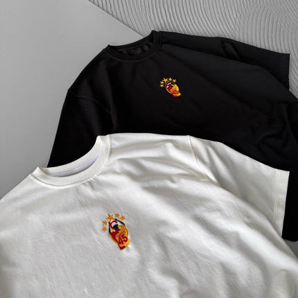 Oversize Embroidered T-Shirt – OSIMHEN 45 Flame & Stars Logo