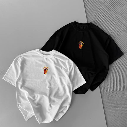 Oversize Embroidered T-Shirt – OSIMHEN 45 Flame & Stars Logo