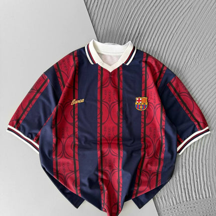 Barça Style Striped Oversize Football Jersey Tee