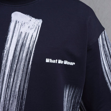 Oversize Graphic Cotton Tee - Abstract Vertical Stroke Print