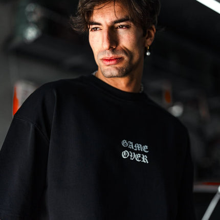 Oversize Graphic Cotton Tee – Impossible Game Over Print