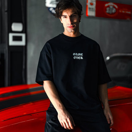 Oversize Graphic Cotton Tee – Impossible Game Over Print