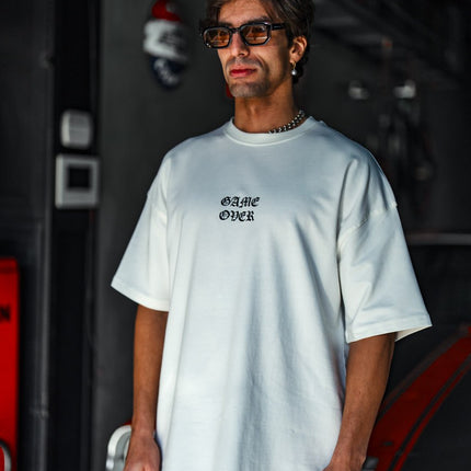 Oversize Graphic Cotton Tee – Impossible Game Over Print