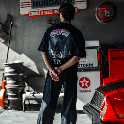 Oversize Graphic Cotton Tee – Travis Scott Utopia Dystopia Print