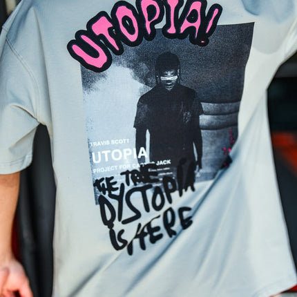 Oversize Graphic Cotton Tee – Travis Scott Utopia Dystopia Print