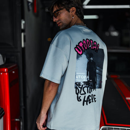 Oversize Graphic Cotton Tee – Travis Scott Utopia Dystopia Print