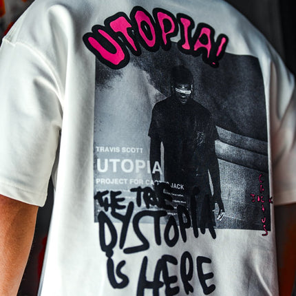 Oversize Graphic Cotton Tee – Travis Scott Utopia Dystopia Print