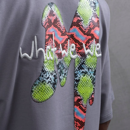 Oversize Graphic Cotton Tee – "What We Wear" Abstract Print