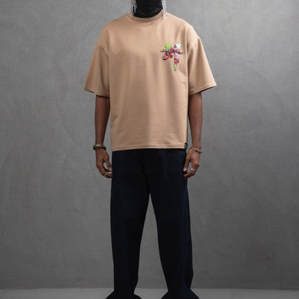 Oversize Graphic Cotton Tee – "What We Wear" Abstract Print