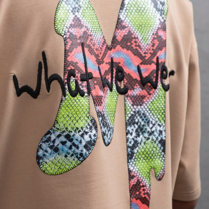 Oversize Graphic Cotton Tee – "What We Wear" Abstract Print