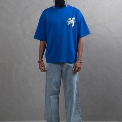 Oversize Graphic Cotton Tee – "What We Wear" Abstract Print