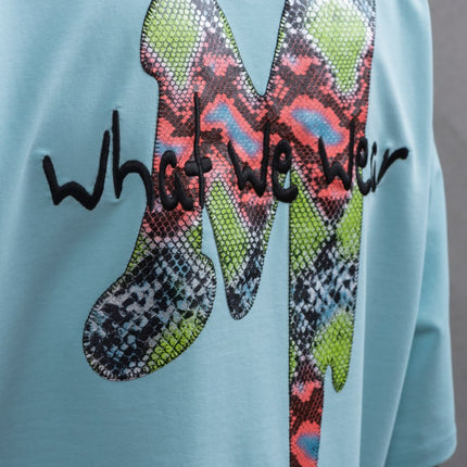 Oversize Graphic Cotton Tee – "What We Wear" Abstract Print