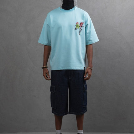 Oversize Graphic Cotton Tee – "What We Wear" Abstract Print