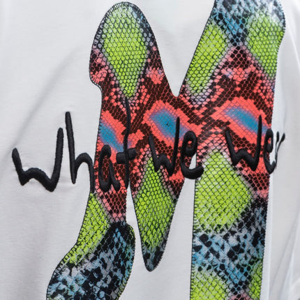Oversize Graphic Cotton Tee – "What We Wear" Abstract Print