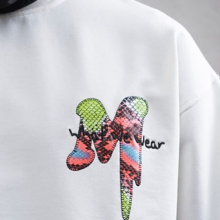 Oversize Graphic Cotton Tee – "What We Wear" Abstract Print