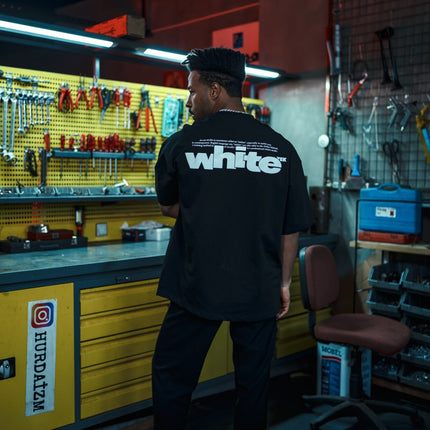 Oversize Graphic Cotton Tee – "White" Minimalist Text Print T-Shirt