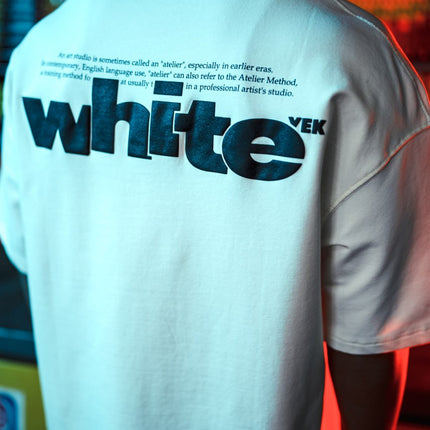 Oversize Graphic Cotton Tee – "White" Minimalist Text Print T-Shirt