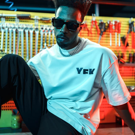 Oversize Graphic Cotton Tee – "White" Minimalist Text Print T-Shirt