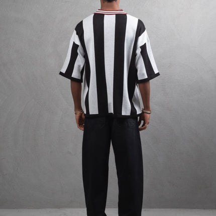 Oversize Striped Cotton Polo Tee – "What We Wear" Design Shirt