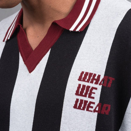 Oversize Striped Cotton Polo Tee – "What We Wear" Design Shirt