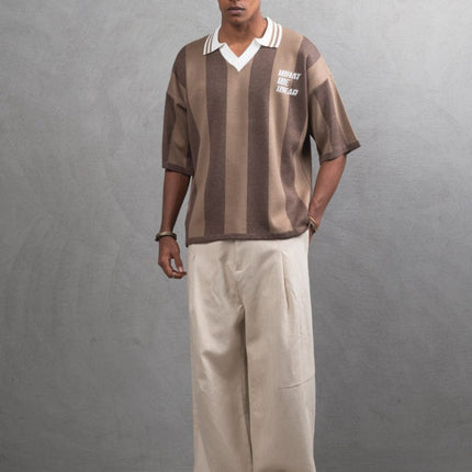 Oversize Striped Cotton Polo Tee – "What We Wear" Design Shirt