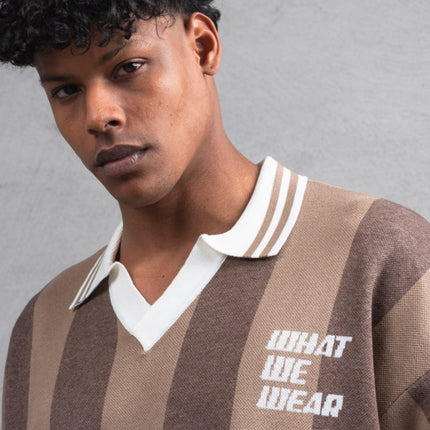 Oversize Striped Cotton Polo Tee – "What We Wear" Design Shirt