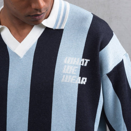 Oversize Striped Cotton Polo Tee – "What We Wear" Design Shirt