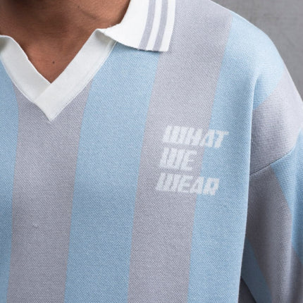 Oversize Striped Cotton Polo Tee – "What We Wear" Design Shirt