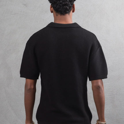 Oversize Textured Cotton Polo T-Shirt – Modern Casual Streetwear
