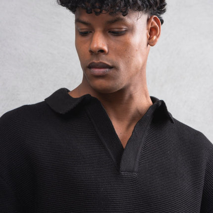 Oversize Textured Cotton Polo T-Shirt – Modern Casual Streetwear